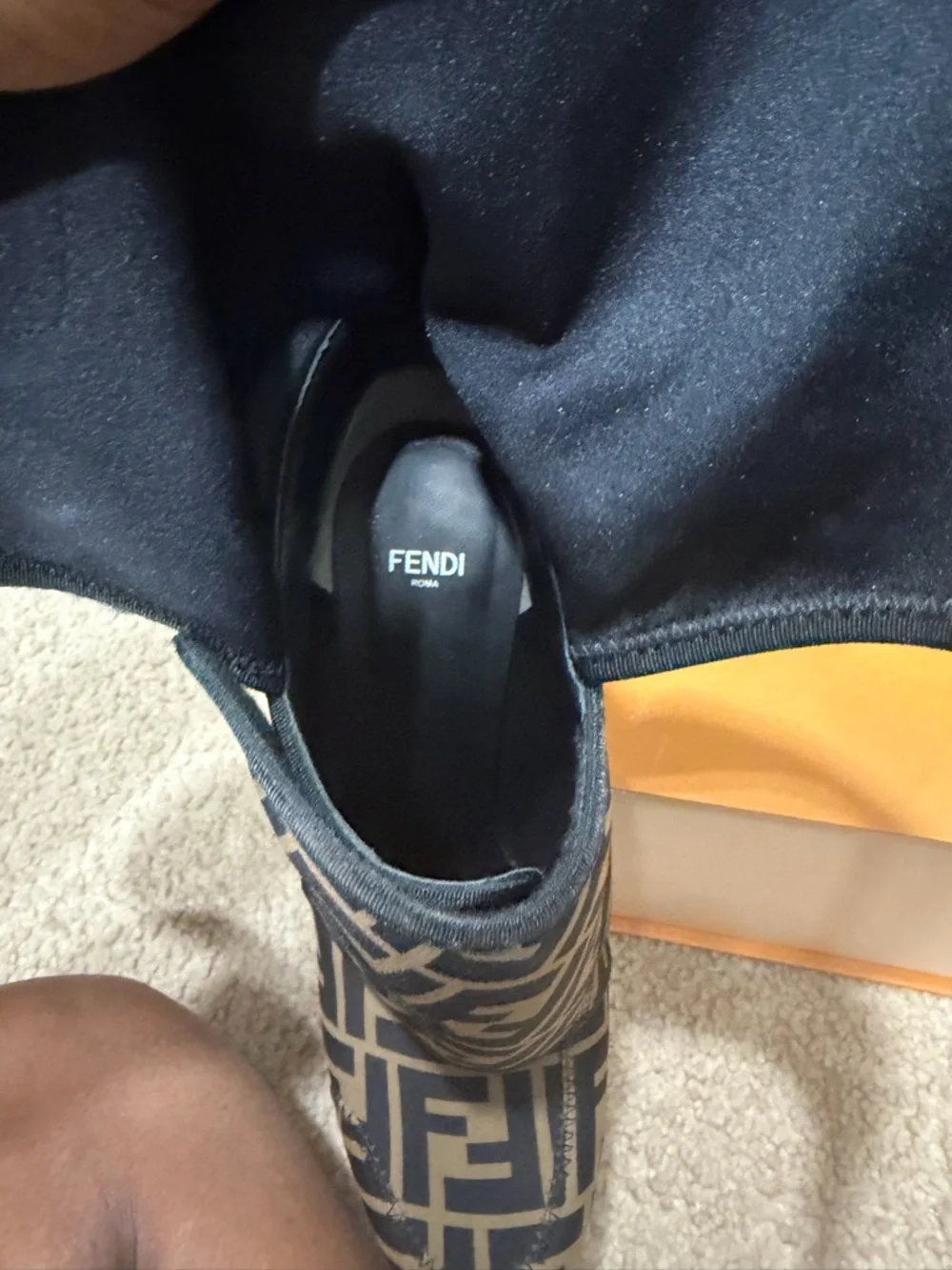 Fendi Black and Brown Patterned Heeled Boots - Picture 4 of 8